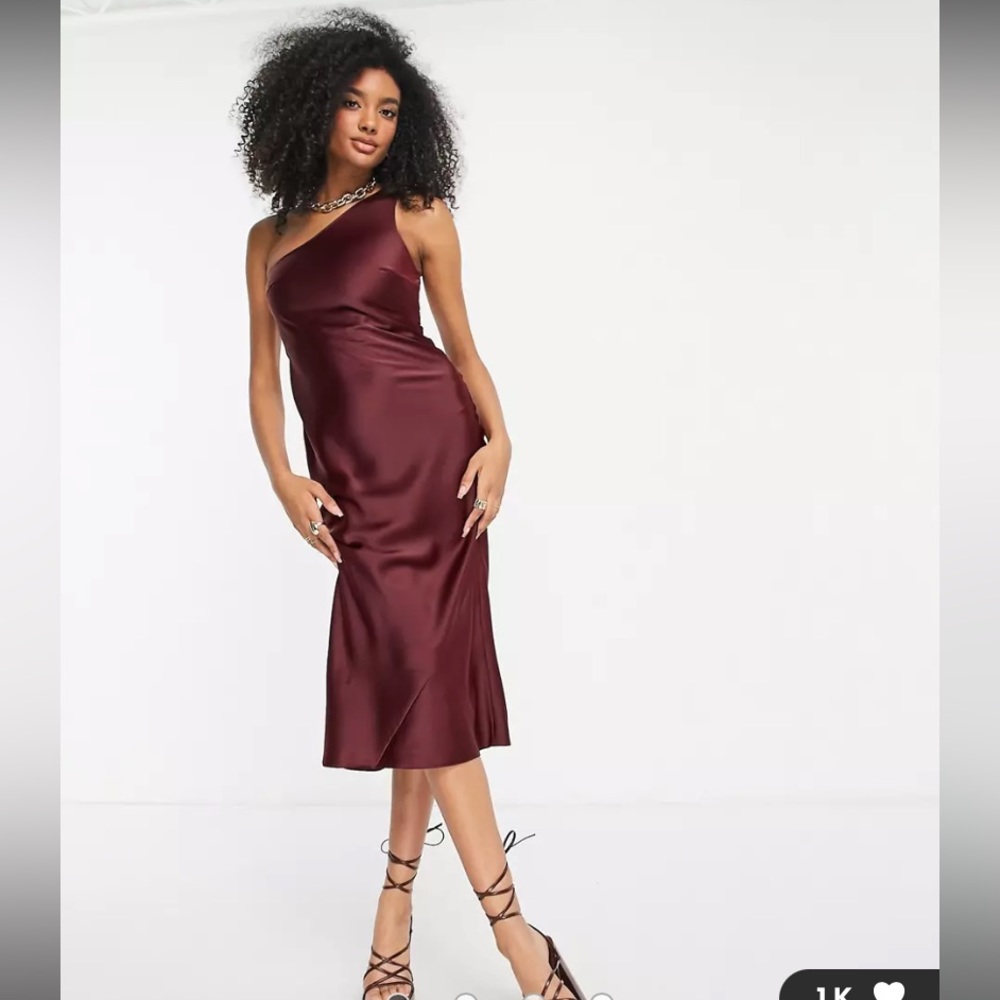 ASOS One Shouldered Satin Midi Dress